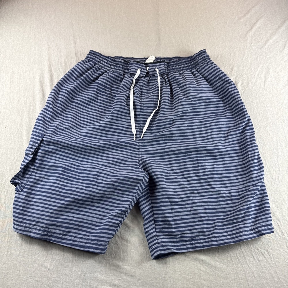 Tyr Swim Trunks Mens XXL Blue Striped Lined Drawstring Swim Shorts Beach Pool